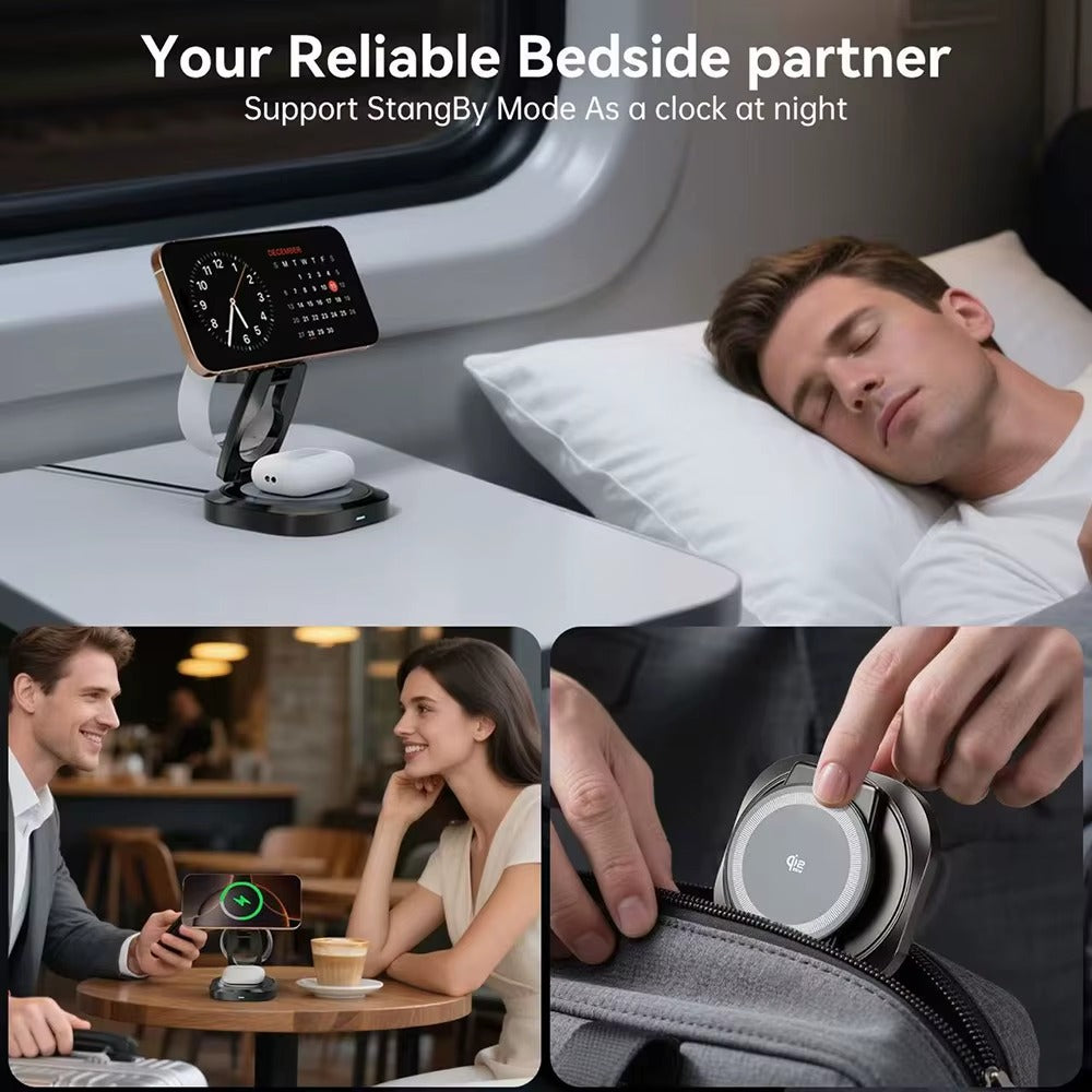 Mak Dock bedside and travel wireless charging use cases