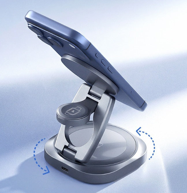 Mak Dock foldable magnetic wireless charger side angle